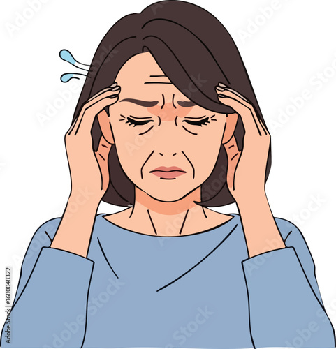 Woman Suffering from Severe Headache Pain Migraine.