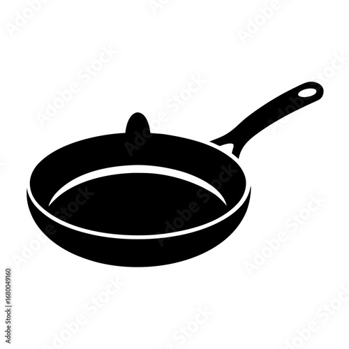 Black Silhouette Cooking Pan Vector Illustration on White Background