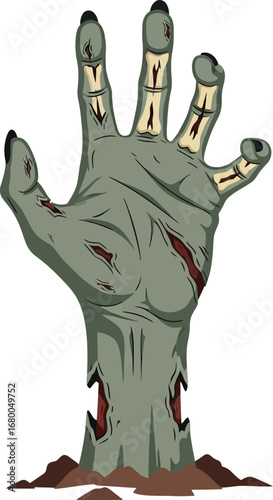 Zombie Hand Emerging from the Ground, Reaching Upward