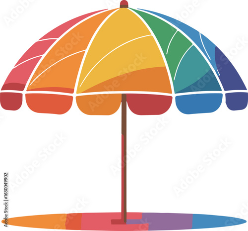 Vibrant Beach Umbrella Vector Icon Summer Sunshade with Multicolor Panels