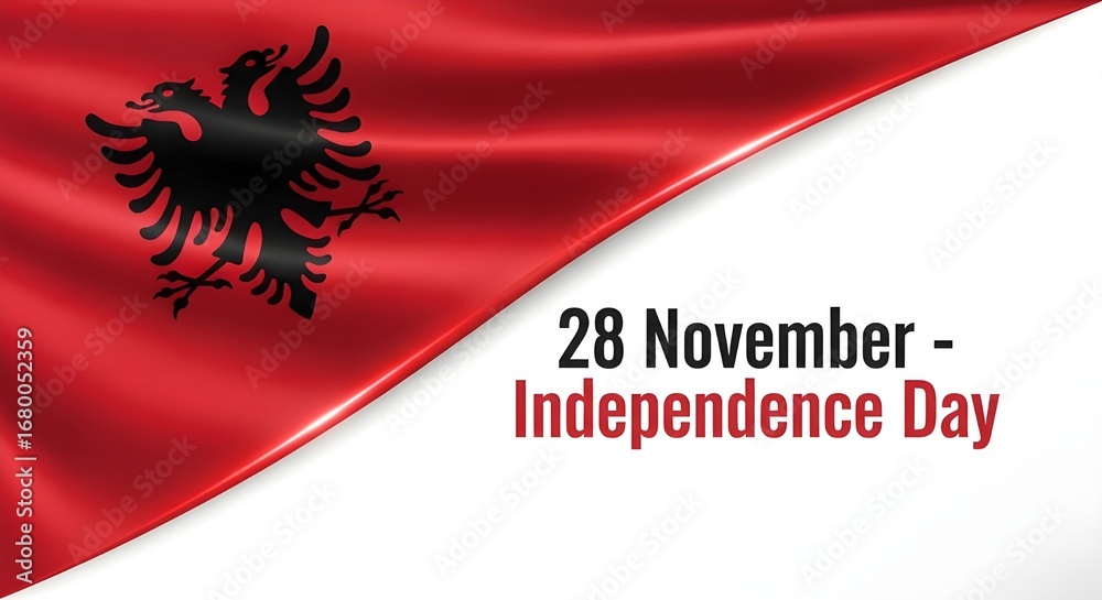 Fototapeta premium Celebrate albania independence day on november with albanian flag waving background
