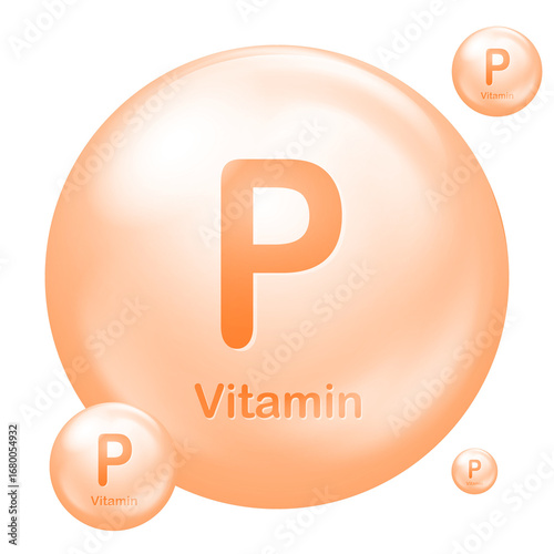 Glossy Vitamin P Icon – Flavonoid Supplement Symbol for Circulation and Health