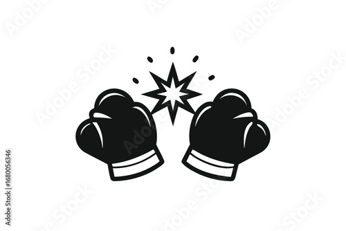 Dynamic boxing gloves clash with a burst of energy, symbolizing competition and victory