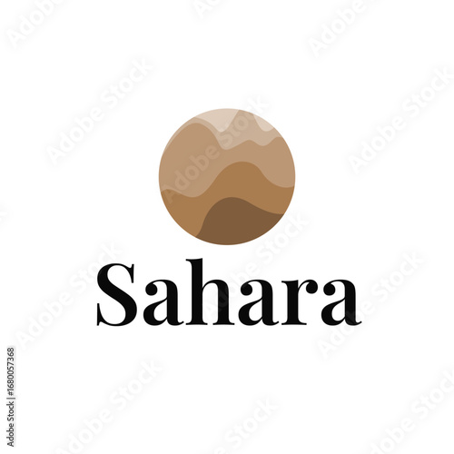 Sahara desert logo simple modern minimalist design with simple line concept, symbol template illustration design