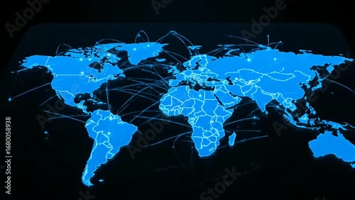 Global Network Connections Animated World Map