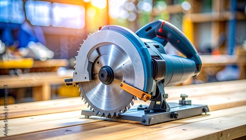 Power saw on workbench
