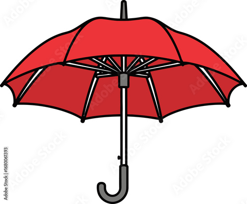 Classic Red Umbrella with J-Handle, Closed Position