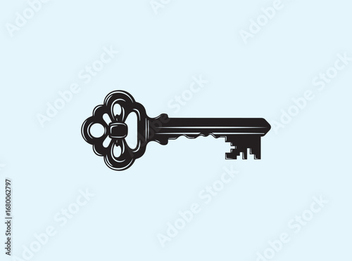 Flat Black House Key Silhouette for Property Ownership and Safety  
