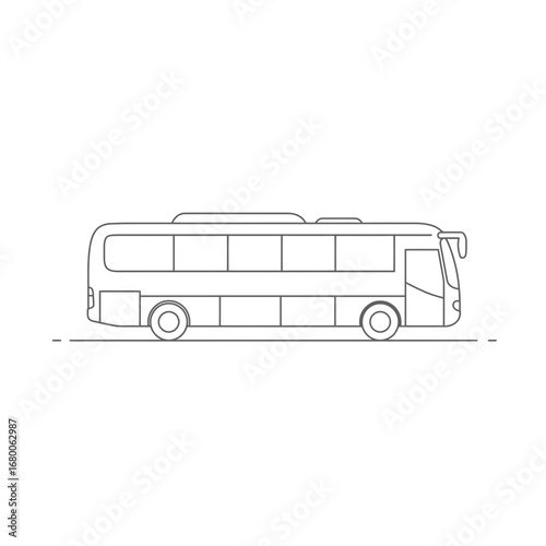 Double Decker Bus Side View Line Art Illustration