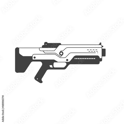 Grey and White Futuristic Rifle Pixel Art Illustration