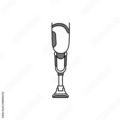 Grey and White Illustration of a Prosthetic Leg