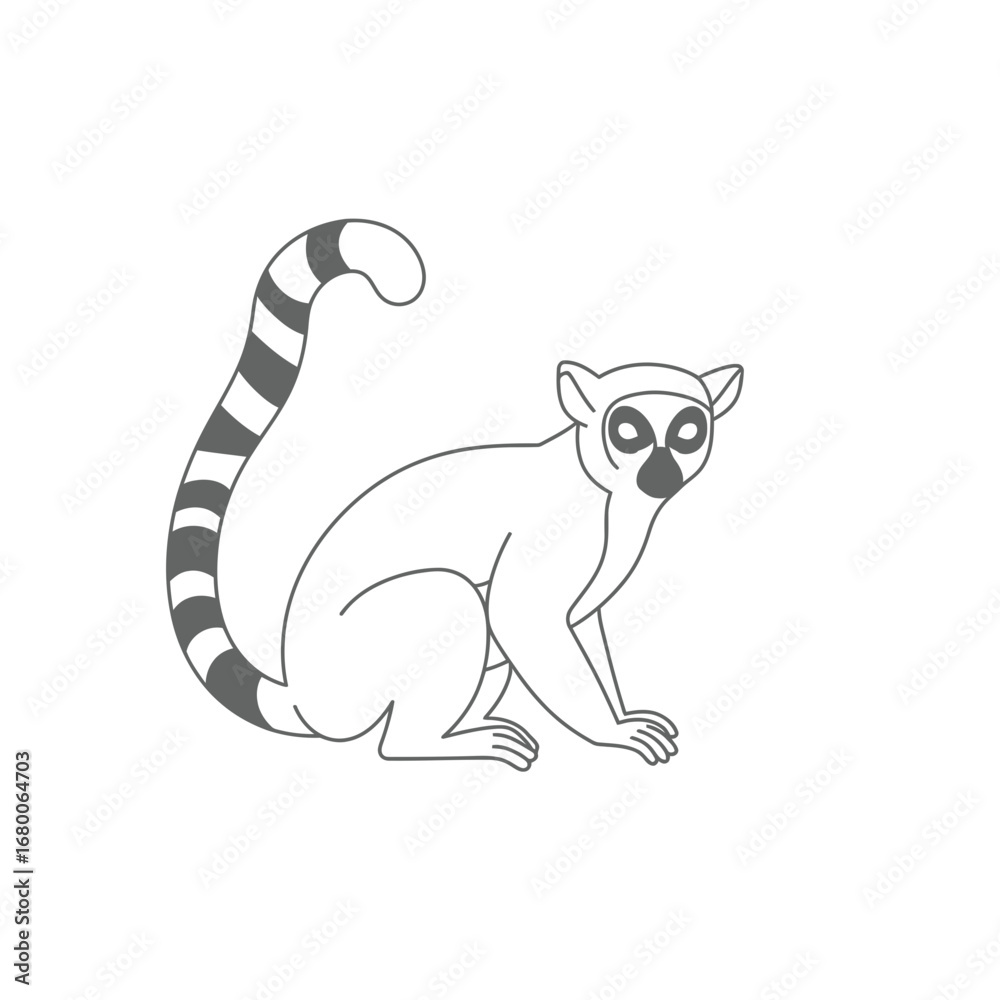 Obraz premium Grey Ringtailed Lemur Illustration