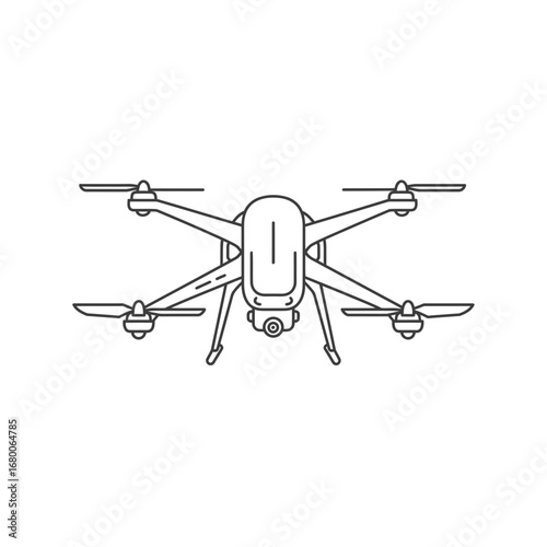 Grey Scale Line Art Drone Illustration