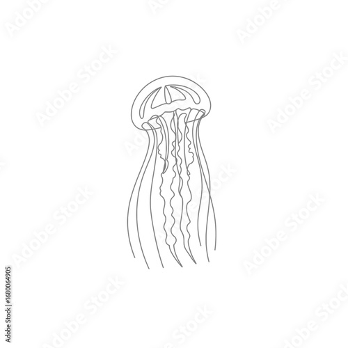 Grey Scale Line Drawing of a Jellyfish