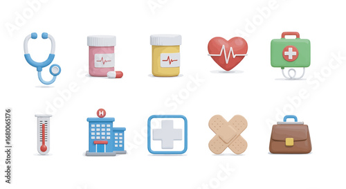 Medical equipment arranged neatly on white surface represents healthcare and well being with a clean and modern aesthetic.