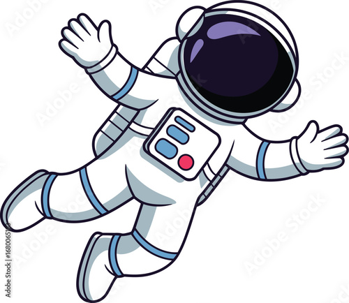 Cartoon Astronaut Floating in Space