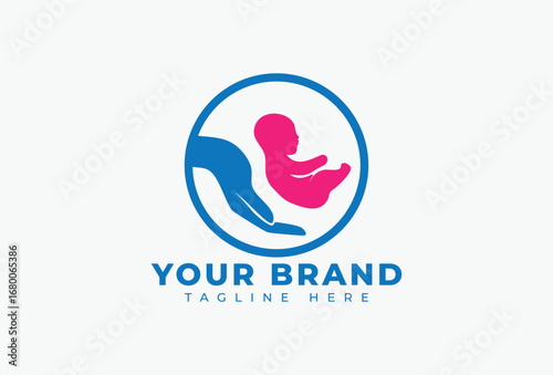 Baby Care with Hand Logo Design Templates