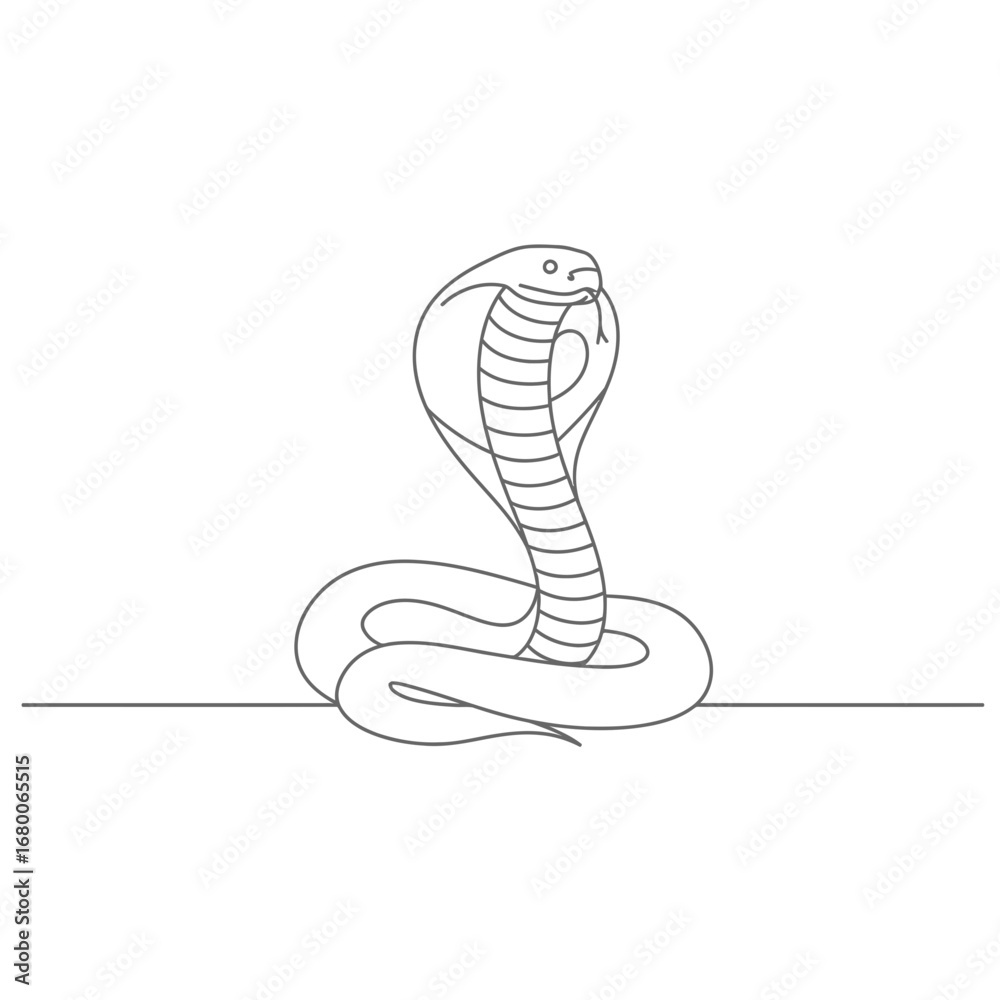 Fototapeta premium Line Art Drawing of a Cobra Snake
