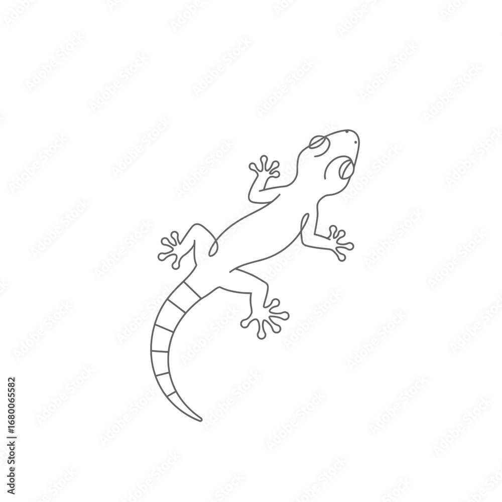 Fototapeta premium Line Art Drawing of a Gecko on White Background