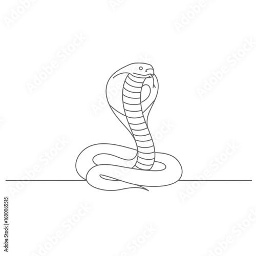 Line Art Drawing of a Cobra Snake