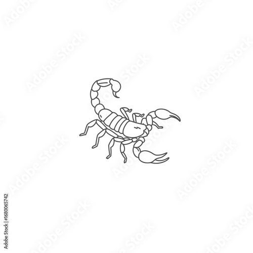 Line Art Drawing of a Scorpion on White Background