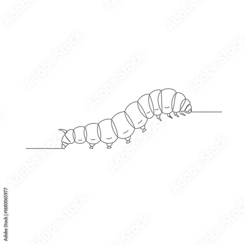 Line Art Illustration of a Caterpillar Crawling
