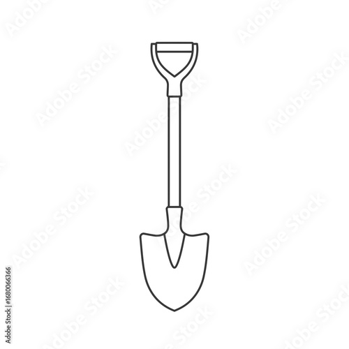 Line Art Illustration of a Shovel on White Background