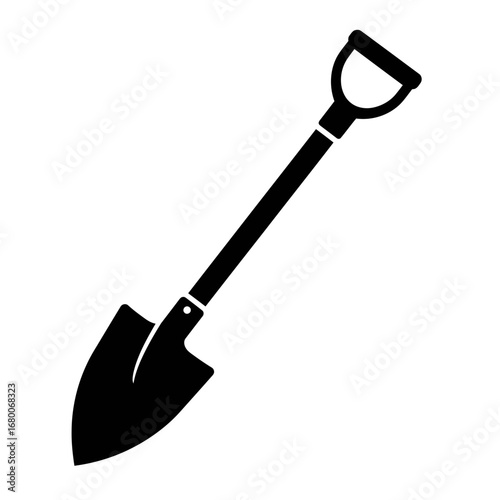 Shovel Silhouette Icon – Garden Spade Tool Vector Illustration