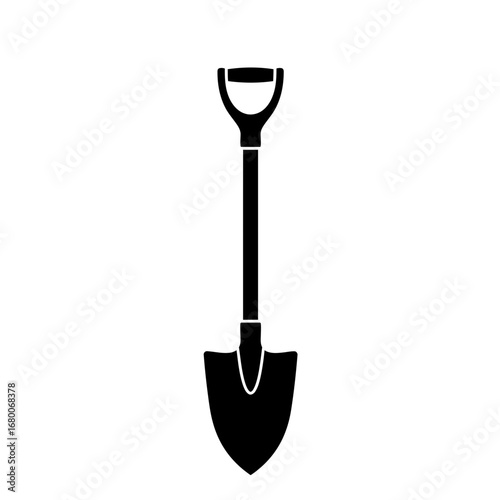 Shovel Silhouette Icon – Garden Spade Tool Vector Illustration