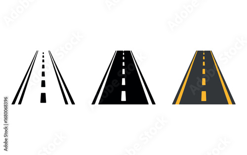 Three distinct perspectives of a road receding into the distance, symbolizing journey and progress.