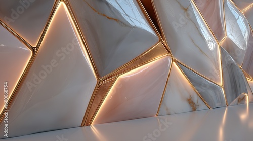 Wallpaper Mural Abstract geometric wall with triangles and light glowing between the shapes. Torontodigital.ca