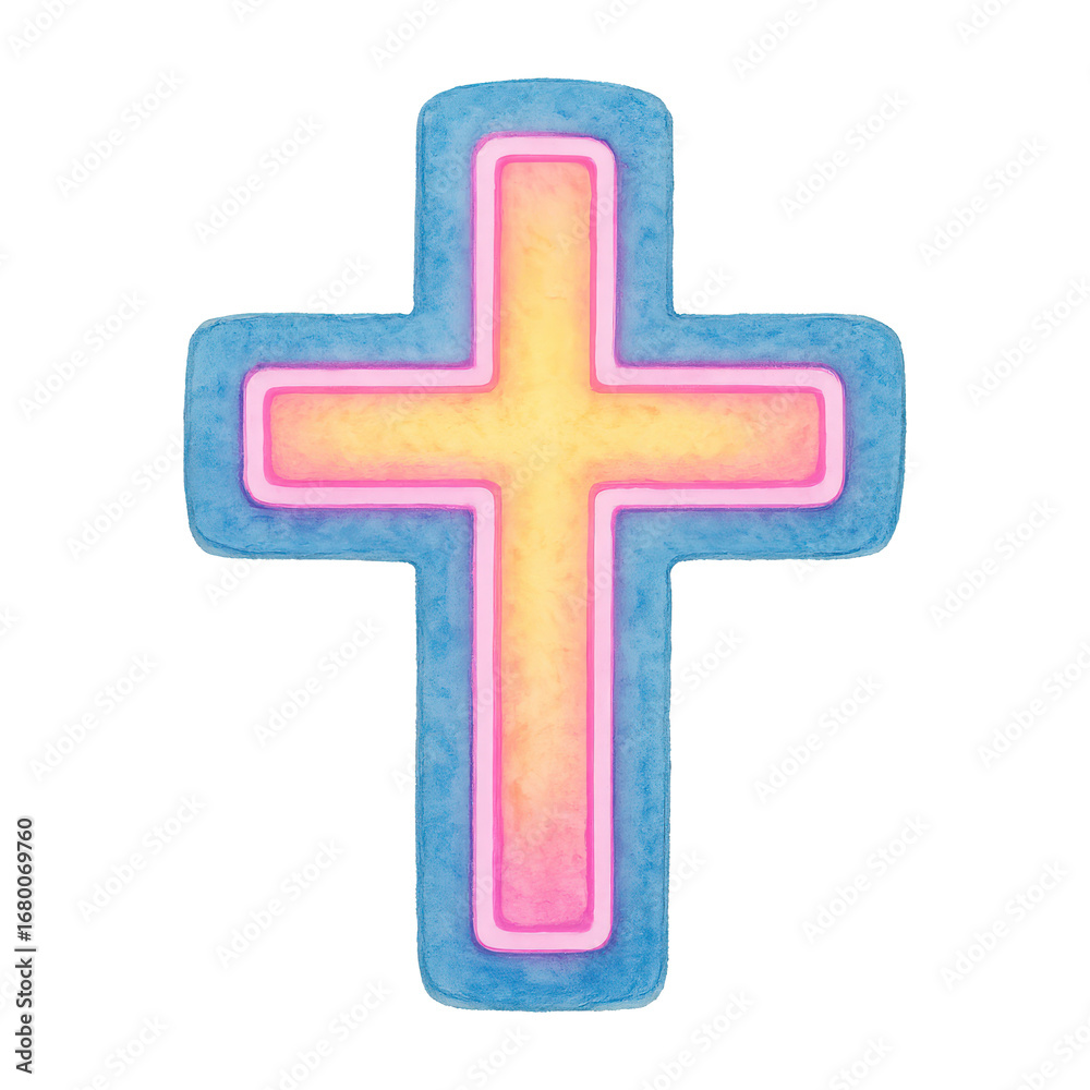 Obraz premium PNG Colorful neon cross illustration.