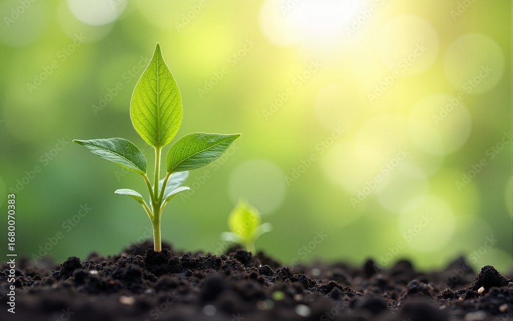 Naklejka premium Dynamic sustainable growth concept with plant and eco-friendly elements for business success. High quality