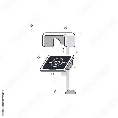 Modern Minimalist White Kiosk with Tablet Display