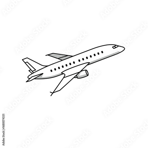 White Airplane Taking Off Drawing
