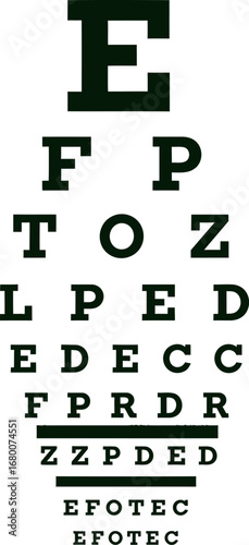 Eye Chart with Black Letters for Vision Test