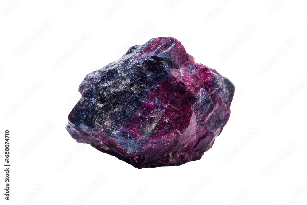 Fototapeta premium Raw purple mineral specimen on transparent background