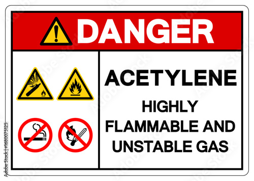 Danger Highly Flammable And Unstable Gas Symbol Sign ,Vector Illustration, Isolate On White Background Label. EPS10