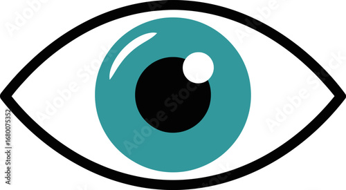 Stylized Teal Eye with Black Pupil and White Highlight