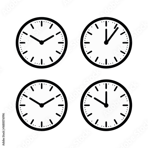 Clock time illustration set showing different times for time management and schedule planning concept vector 100