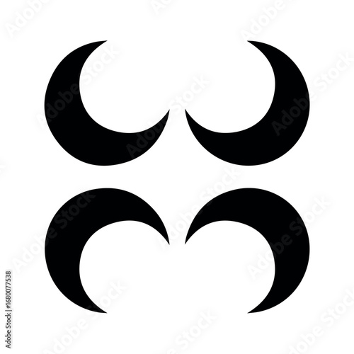 Four crescent moon shapes vector illustration for astronomy astrology and space related graphic design 100