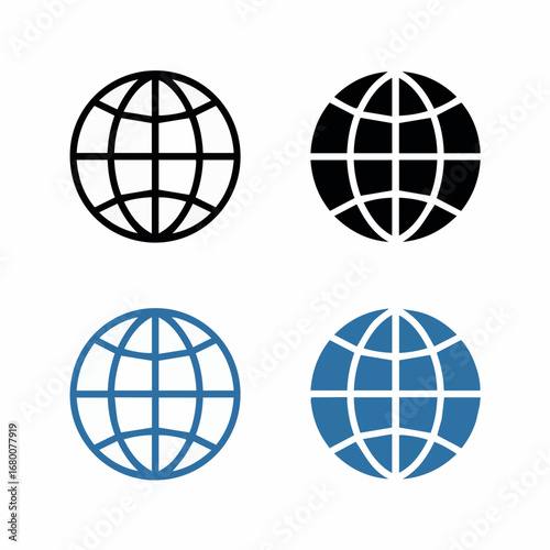 Globe earth world vector icon set internet global network connection symbol map geography web design 3d sphere 100