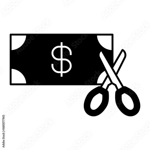 Cut banknote black icon