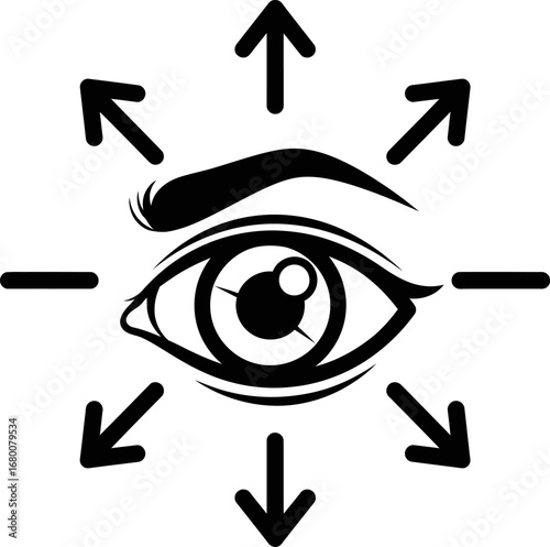 Eye with Surrounding Arrows, Symbol of Direction
