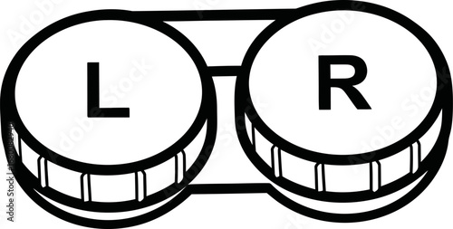 Black and White Contact Lens Case Illustration