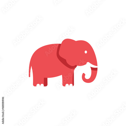 A stylized, pink elephant illustration, simple design, side profile view.