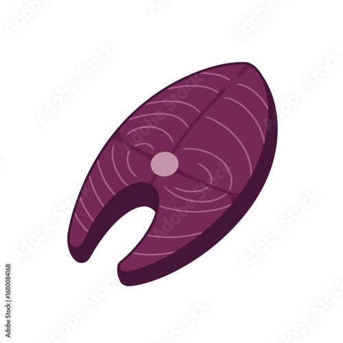 A stylized illustration of a cooked salmon fillet, showing its shape and texture.