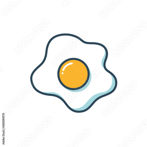Simple illustration of a fried egg with a bright yellow yolk and white.