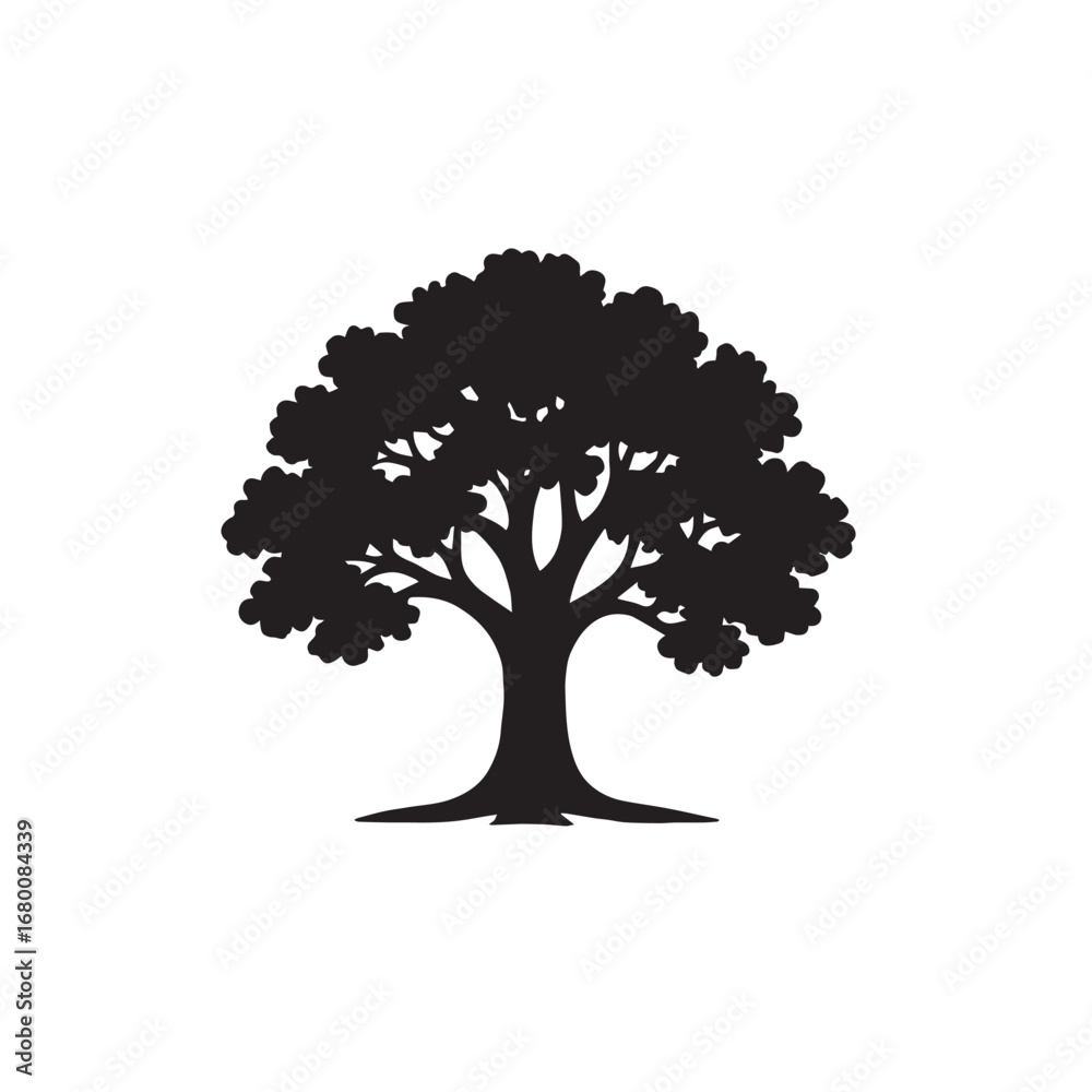 Fototapeta premium Oak tree, silhouette vector illustration
