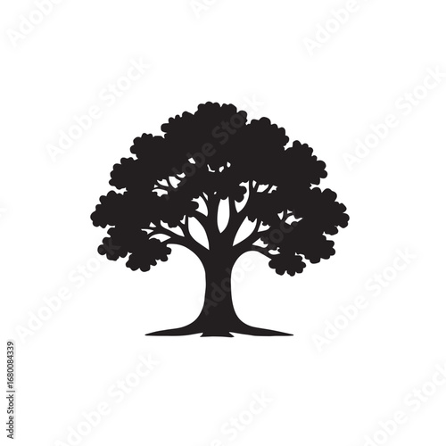 Oak tree, silhouette vector illustration